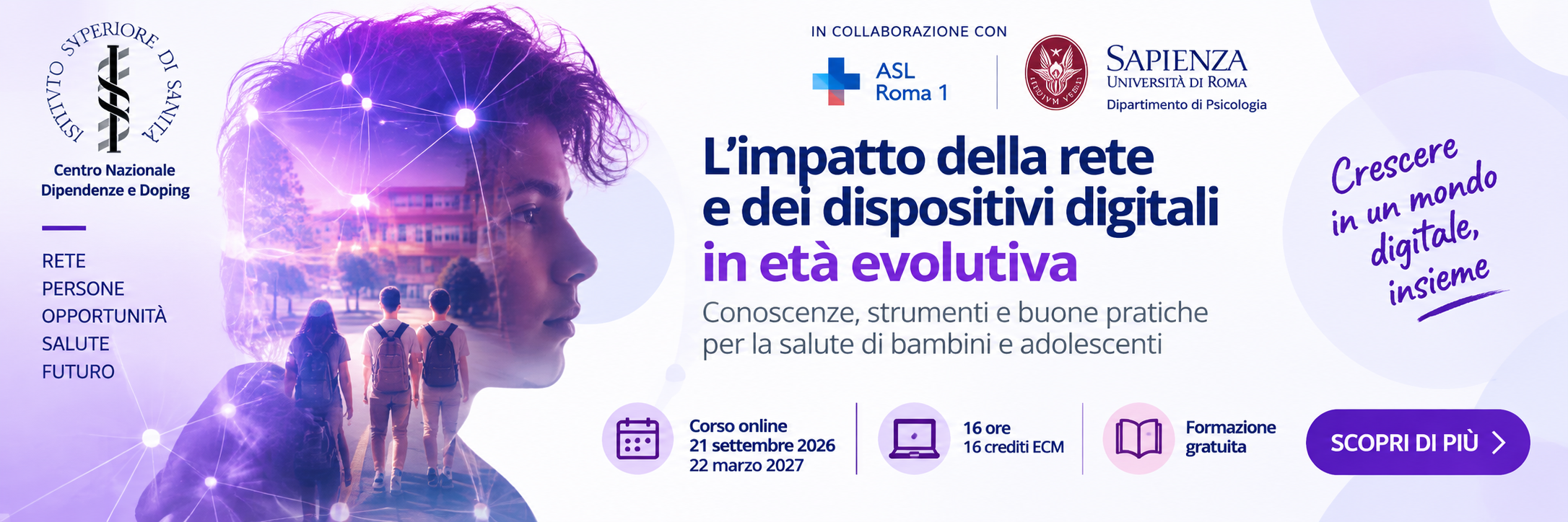 corso FAD Istituto Superiore di Sanità 2026 - 2027 - Impatto della rete e dei dispositivi digitali in età evolutiva al via il nuovo