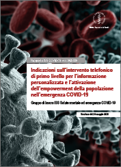 Rapporto Iss Covid 19 N 30 Indicazioni Sull Intervento Telefonico Di Primo Livello Per L Informazione Personalizzata E L Attivazione Dell Empowerment Della Popolazione Nell Emergenza Covid 19 Versione Del 24 Maggio Iss Rapporto Iss Covid 19 N 30 Indicazioni Sull Intervento Telefonico Di Primo Livello Per L Informazione Personalizzata E L Attivazione Dell Empowerment Della Popolazione Nell Emergenza Covid 19 Versione Del 24 Maggio Iss